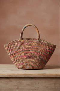 Accessories: SAFIA PARIS "Woven" Raffia Bag