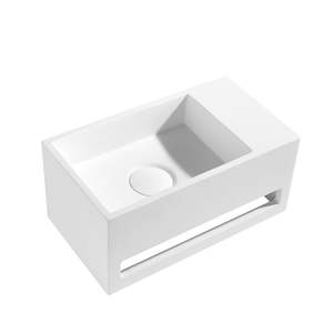 Nora Venezia Solid Surface Wall-Hung Basin With Towel Rail Left Hand Matt White (WA26L)