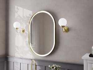 Nora Oval LED Frosted Mirror Brushed Brass W600*H900*D43mm (JM-OVAL-AF6090BB) De&hellip;