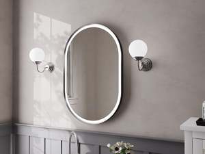 Nora Oval LED Frosted Mirror Gun Metal W600*H900*D43mm (JM-OVAL-AF6090GM) Demist&hellip;