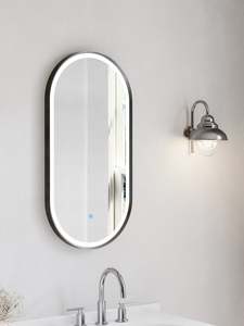 Nora Oval LED Frosted Mirror Gun Metal W450*H900*D43mm (JM-OVAL-AF4590GM)  Demis&hellip;