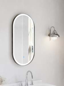 Nora Oval LED Frosted Mirror Brushed Nickel W450*H900*D43mm (JM-OVAL-AF4590BN)  &hellip;