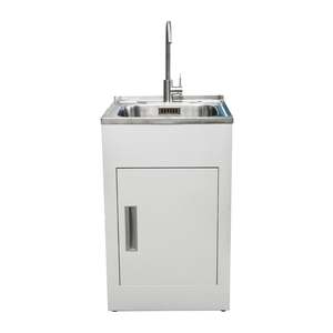 Aquatica Laundry Tub 560mm, Door Model, Brushed Gooseneck Mixer Mains Pressure (&hellip;