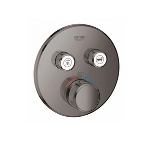 Grohe Smart Control Thermostatic Mixer, 2 Function Round Hard Graphite (29137A00)