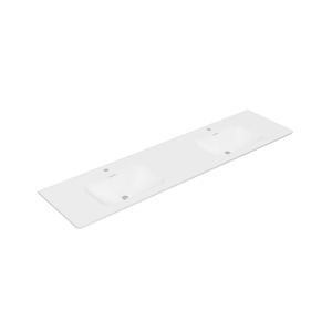 Basin: Nora Bianca Solid Surface Vanity Top with Overflow, Double, W1800*D460*H135mm, Round Corner, Matt White (SS-RC25-MW1800DB)