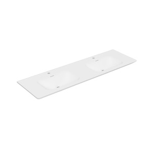 Nora Bianca Solid Surface Vanity Top with Overflow, W1500*D460*H135mm, Double, R&hellip;
