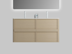 Nora Rimini Wall-Hung Vanity, Double, Log Walnut, W1190*D455*H520mm (RBV-1688MCL&hellip;