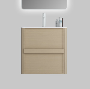Nora Rimini Wall-Hung Vanity, Log Walnut, W590*D455*H520 (RBV-1688MCLWN600) CABINET ONLY