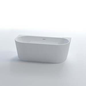 Nora Venezia Quadro Back to Wall Free Standing Bath with overflow 1500 - Fine Fl&hellip;