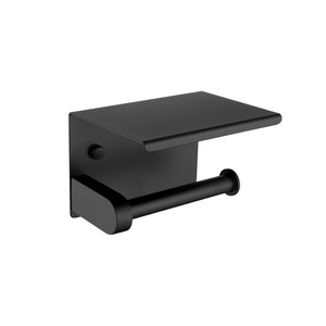 Nora Milano Toilet Roll Holder Electro-plated Matt Black with Shelf, 304 Stainle&hellip;