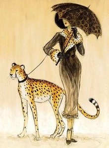 Decorative Accents: Pet Leopard & Umbrella Lady Gold & Black 110x140