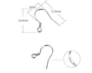 S925 Sterling Silver Earring Hook- One pair - Flat