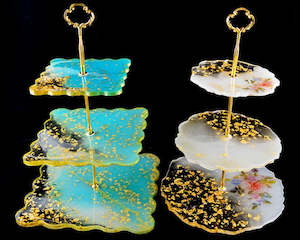 DIY 3 Tier Making Cupcake Fruit Dessert Plate Stand, Silicone Geode Coaster Moul&hellip;