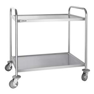 Trolleys: Vogue Stainless Steel 2 Tier Clearing Trolley Large