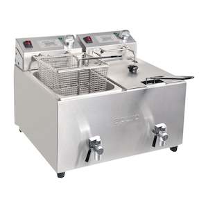 Apuro: Apuro Twin Tank Twin Basket 8Ltr Countertop Fryer with Timer 2x 2.9kW
