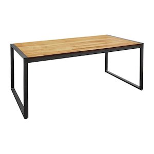 Cafe Tables: Bolero Acacia Wood and Steel Rectangular Industrial Table 1800mm DS157