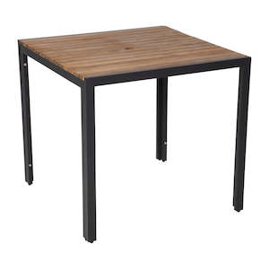 Cafe Tables: Bolero Square Steel and Acacia Table 800mm DS152