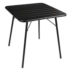 Cafe Tables: Bolero Square Slatted Steel Table Black 700mm CS731