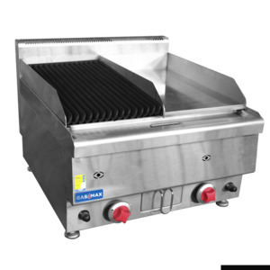 Benchtop Cooking: Gasmax Benchtop LPG Gas Combo 1/2 Char & 1/2 Griddle - JUS-TRGH60ELPG