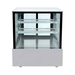 Cake Display Fridge: SSU90-2XB Black Trim Square Glass Cake Display 2 Shelves 900x700x1100