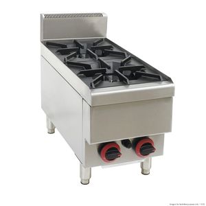 Commercial Gas Cooktop: GASMAX Benchtop LPG 2 Burner Cooktop w/ Splashback - JUS-TR-2BLPG