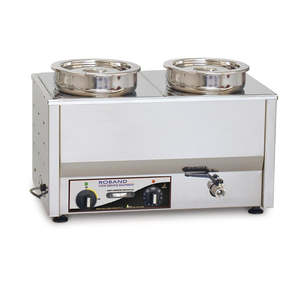 Roband Counter Top Bain-Marie with 2x 200mm round (7.25L) Pots & Lid GP887