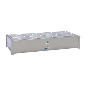 Food Displays: Roband Hot Bain-Marie BM24A fits 2 row x 4 1/2 size pans 8x 1/2 size 100mm pans & lids included HJ523