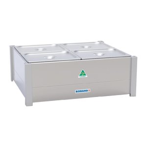 Food Displays: Roband Hot Bain-Marie BM22A fits 2 row x 2 1/2 size pans 4x 1/2 size 100mm pans & lids included HJ520