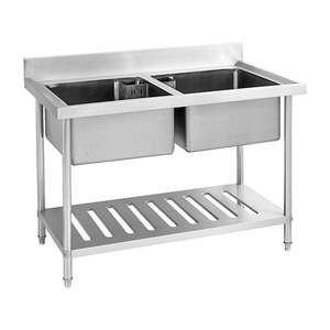 Modular Systems Stainless Steel Double Centre Sink Bench with Pot Shelf SDSB-7-1500R