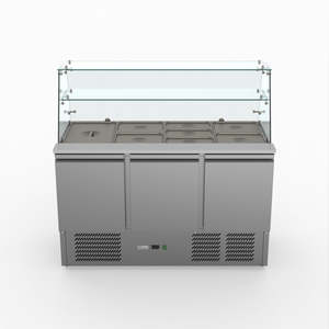 FED-X Three Door Salad Prep Fridge with Glass Top - XS903GC