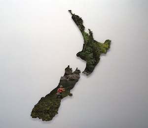 Nz Map Wood Prints: Fly Fish NZ Wood Print