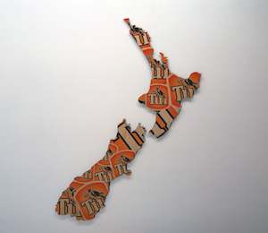 Nz Map Wood Prints: Tui NZ Wood Print