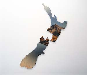 Nz Map Wood Prints: Taranaki NZ Wood Print