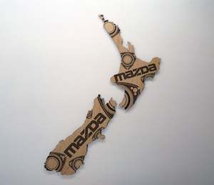 Nz Map Wood Prints: Mazda Rotary NZ Wood Print