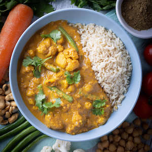 Reheat Meals: Reheat Meal: Indian Chickpea & Cauliflower Korma w Brown Rice (GF)
