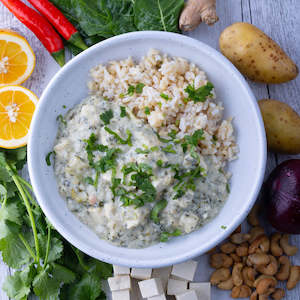 Top Sellers: Spicy Thai Green Tofu Curry w Brown Rice