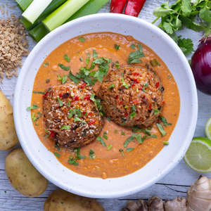Top Heat Eat Meals: Asian Glazed Plant Balls w Satay Sauce (S)