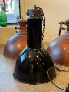 Revology Designs: Black Vintage French Enamel Lamp – Industrial Elegance | REVOLOGY