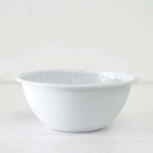 Kitchen: White Enamelware Bowl |