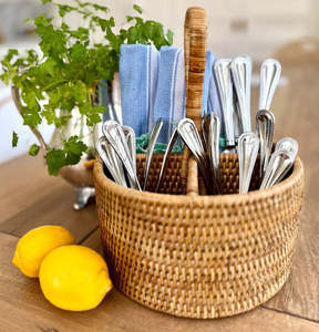 Walnut Rattan Cutlery Holder | REVOLOGY