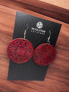 Earrings: Earrings - Leather - Pohutukawa - Red