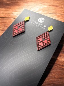 Accessories: Earrings - Leather - Niho Taniwha - Red