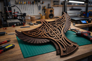 Wall Art: Karearea Falcon - Layered Art Wall Plaque - Natural Stain Finish