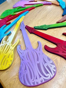 Gifts For Dad: Maori Art Guitar Wall Plaque