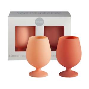Porter Green | Stemm | Silicone Unbreakable Wine Glasses | Terra + Peach