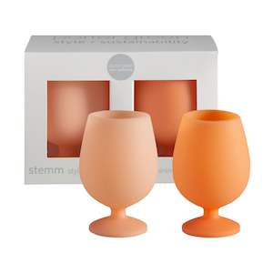 Porter Green | Stemm | Silicone Unbreakable Wine Glasses | Cantaloupe + Tangelo