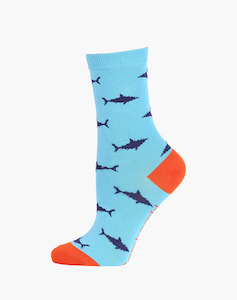 Bamboozld: Bamboozld Kids Shark Bamboo Socks - Blue / Small 4-6