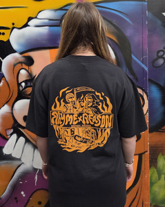 Merch: Black - Orange Print - Skeleton tee