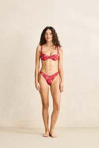 Doily Floral Underwire Balconette Top Cherry