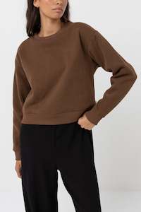 Rhythm Womens Classics: Classic Crew Neck Fleece Chocolate